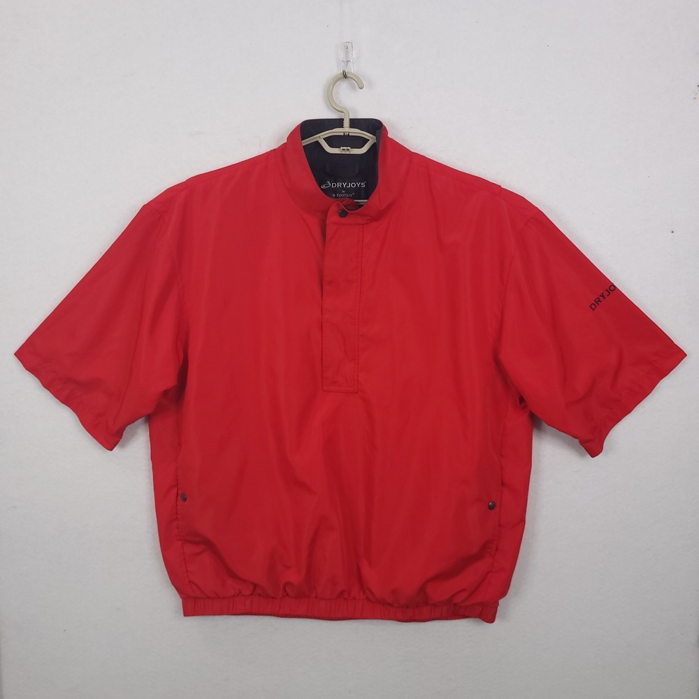 Dryoy by FootJoy Golf Pullover Windbreaker Men Red XL Short Sleeve Zipper Button